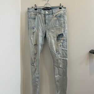 Express Light Blue Ripped Skinny Jeans